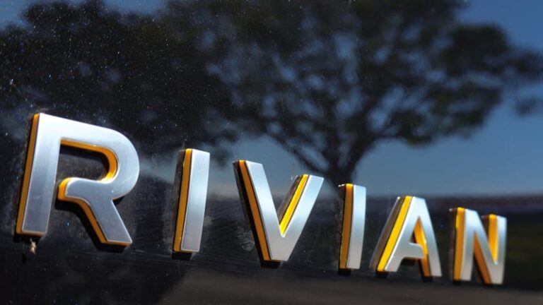 the rivian names is shown on one of their new electic suv vehicles in california1